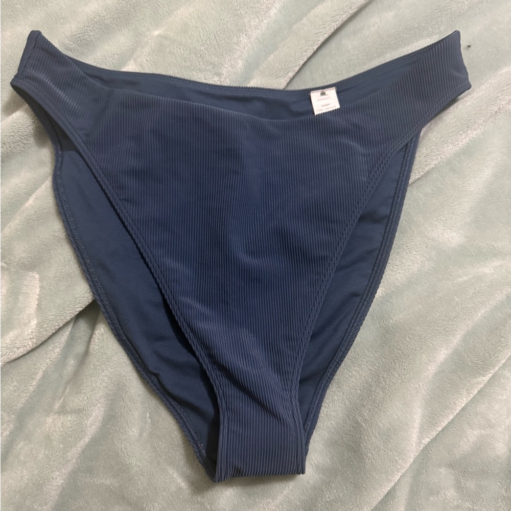 NWOT Abercrombie & Fitch Ribbed Blue Moderate Bikini Bottoms